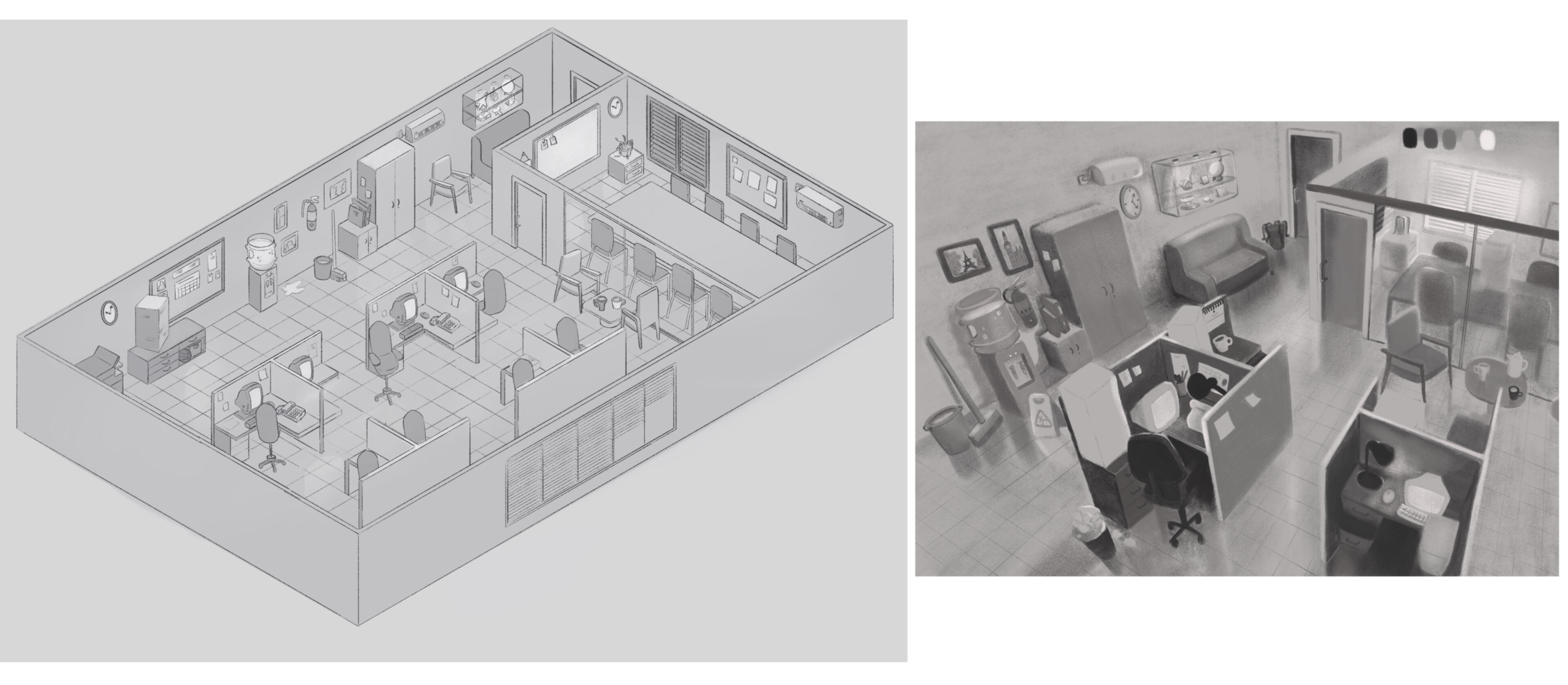 Office Isometric Concept and Initial Office Concept
